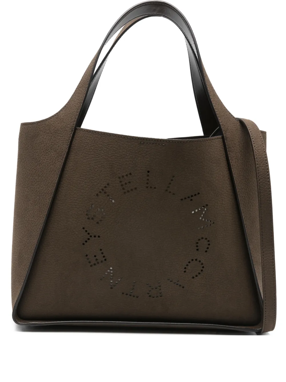 Stella McCartney logo perforated tote bag - Marrone