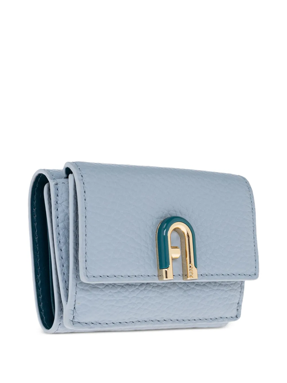 Furla Leren portemonnee met logoplakkaat Blauw