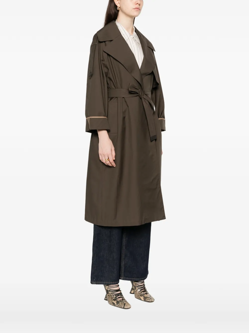  Max Mara Belted Trench Coat - Green 