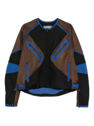 mikiko Kiko Kostadinov x Fox Lab Zipped Panelled Moto Jacket | Black
