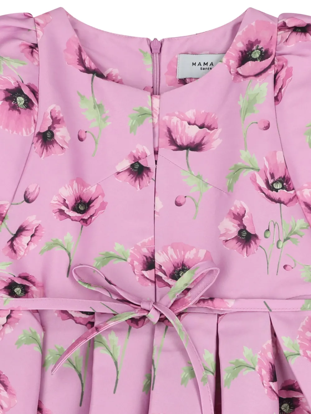 MAMA LUMA KIDS Satijnen jurk met bloemen Roze