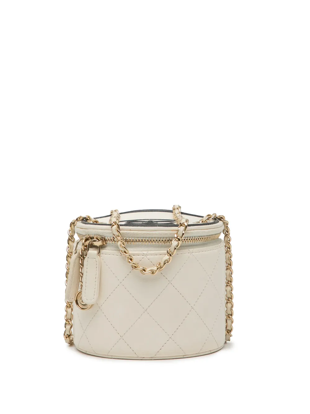 CHANEL Pre-Owned 2021 Quilted Lambskin Chain and Charm Case vanity bag | White | Image 1