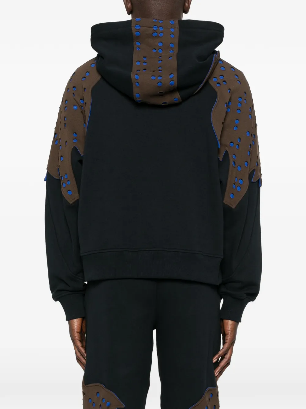 Kiko Kostadinov x Fox Lab Perforated Fleece Hoodie | Black | FARFETCH
