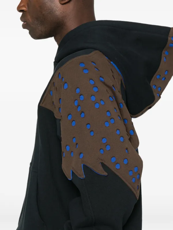 Kiko Kostadinov x Fox Lab Perforated Fleece Hoodie | Black | FARFETCH
