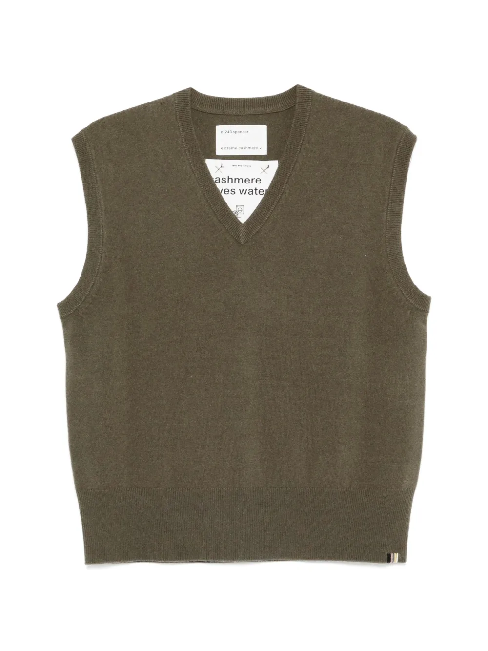 extreme cashmere Top smanicato con scollo a V - Verde