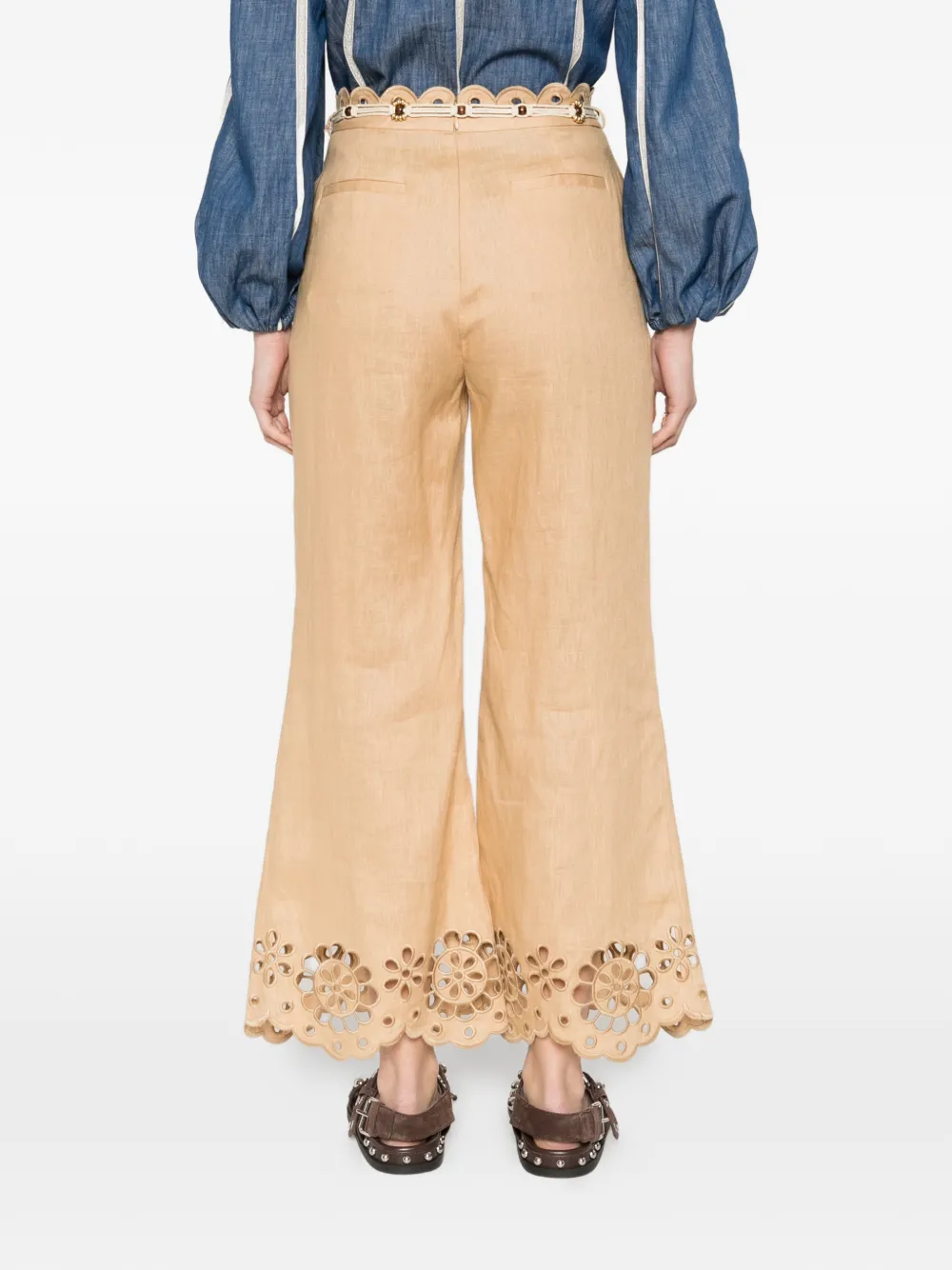 ZIMMERMANN Broek met striksluiting en ringlets Beige
