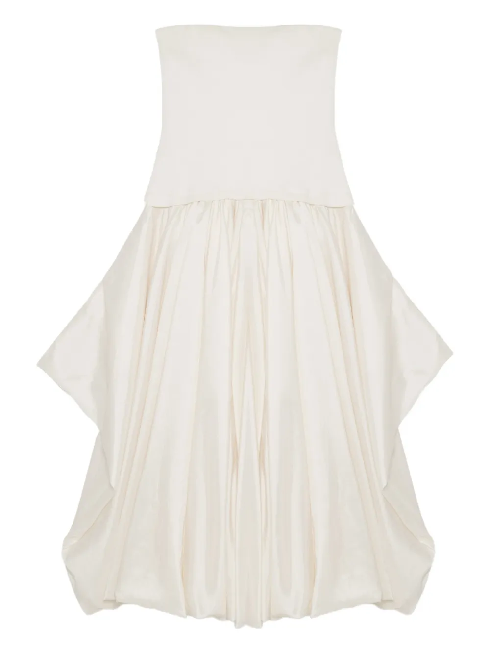 Simkhai Izzy Strapless Taffeta Midi Dress - Bianco