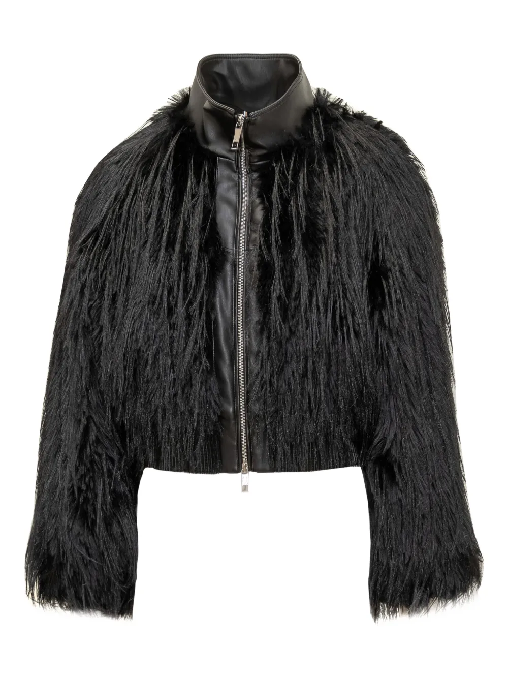 BOSS furry-detailed jacket - Nero
