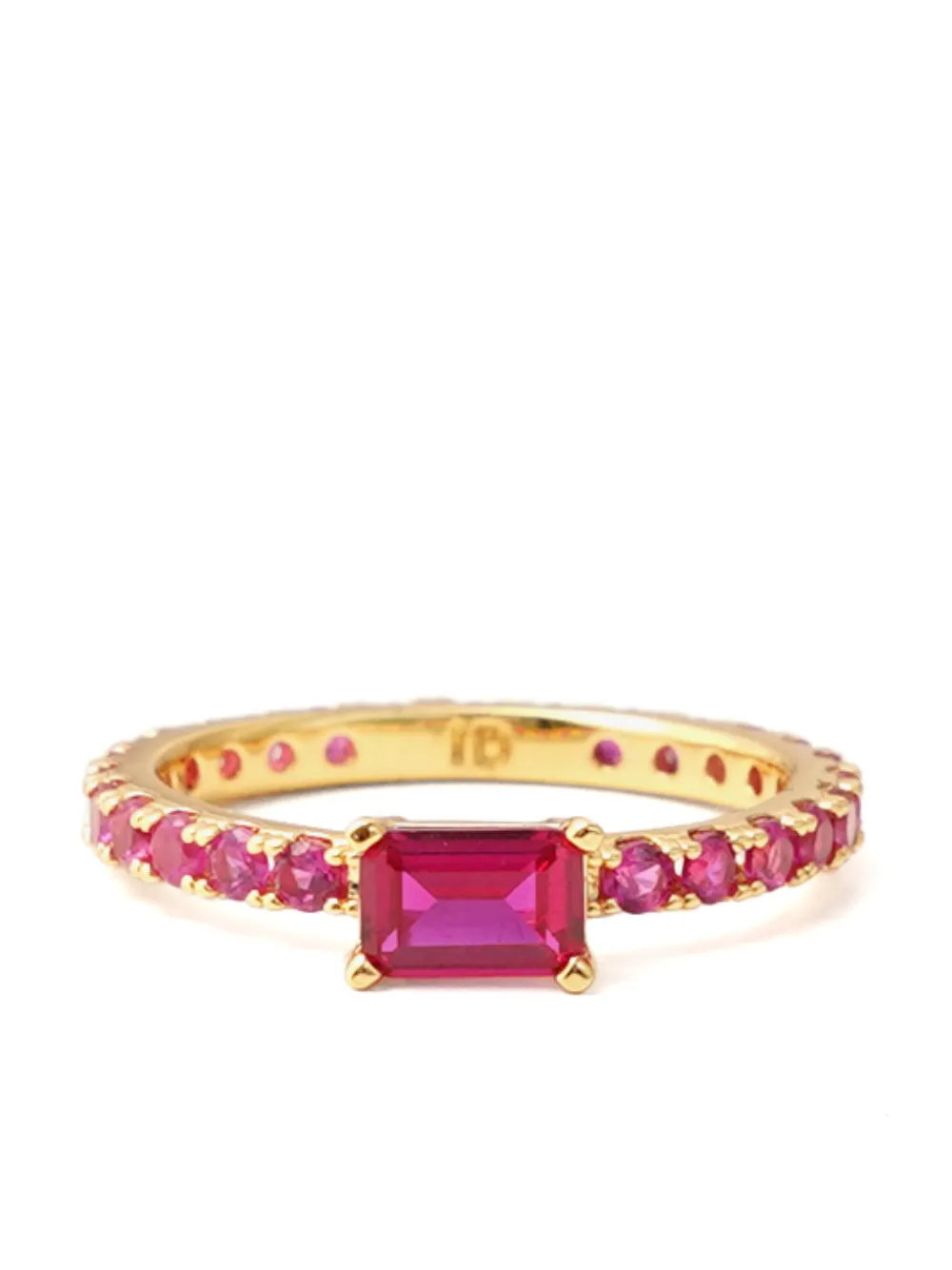 Izabel Display anillo slim con gema cuadrada | dorado | Image 1