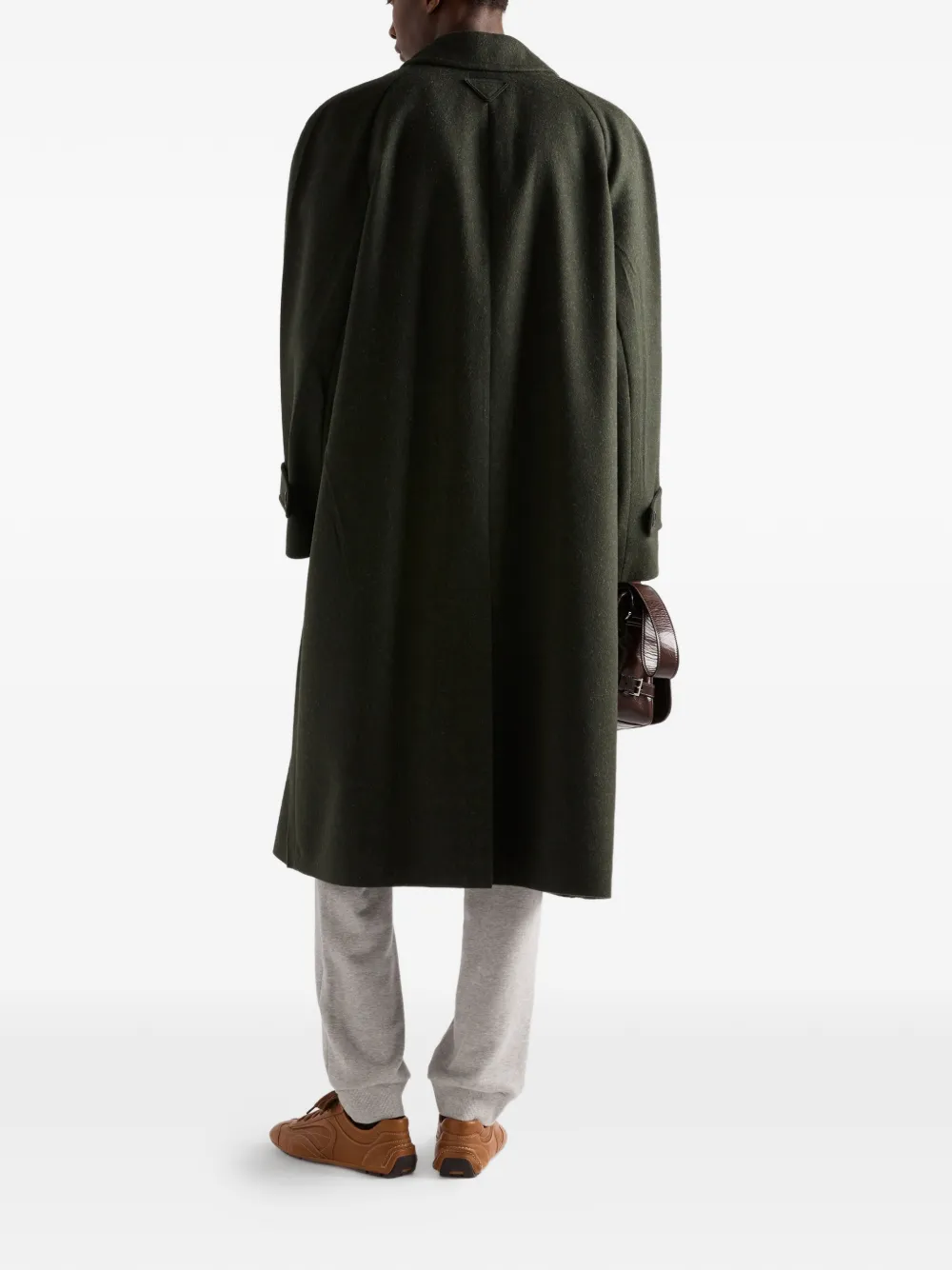 Prada Raglan Sleeve Wool Coat In Black