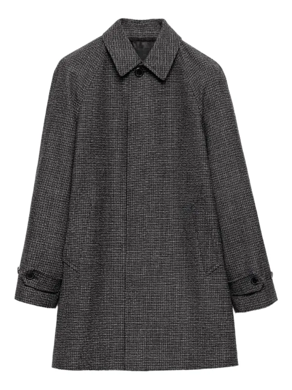 Prada Knit Logo Raglan Sleeve Coat in Grey