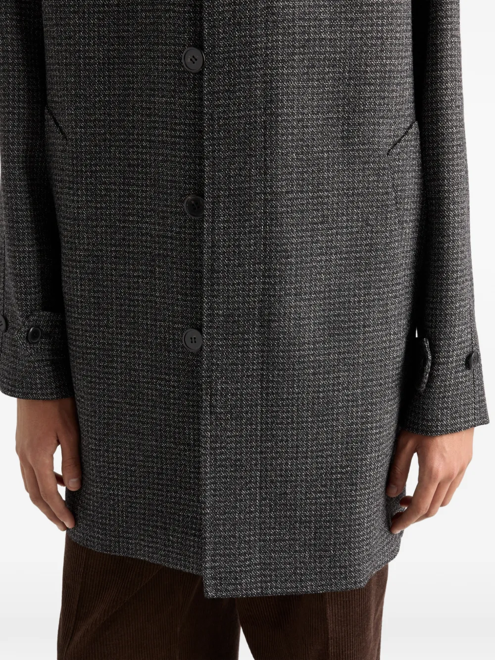 Prada Knit Logo Raglan Sleeve Coat In Gray