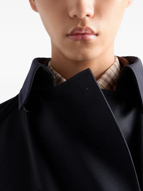 Prada ラグランスリーブ トレンチコート | ブルー | FARFETCH JP Prada ラグランスリーブ トレンチコート | ブルー | FARFETCH JP