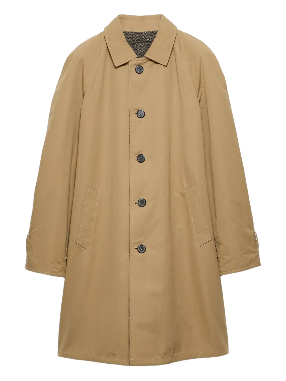 Prada button triangle logo cotton coat | Neutrals | Image 1