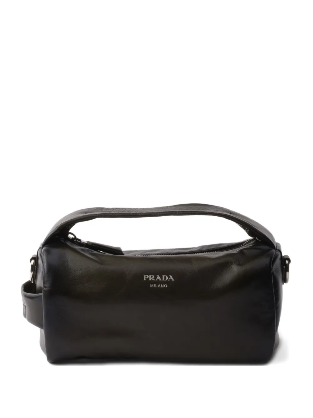 Prada Borsa a spalla in pelle goffrata - Nero
