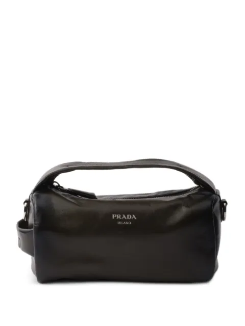 Prada embossed-logo leather shoulder bag