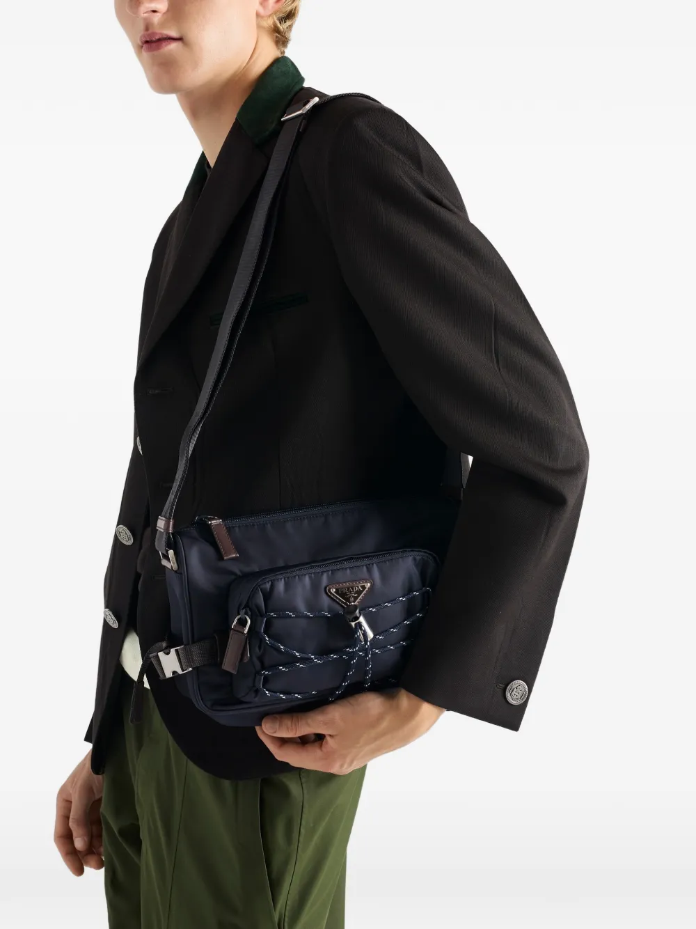 Prada Leren schoudertas - Blauw