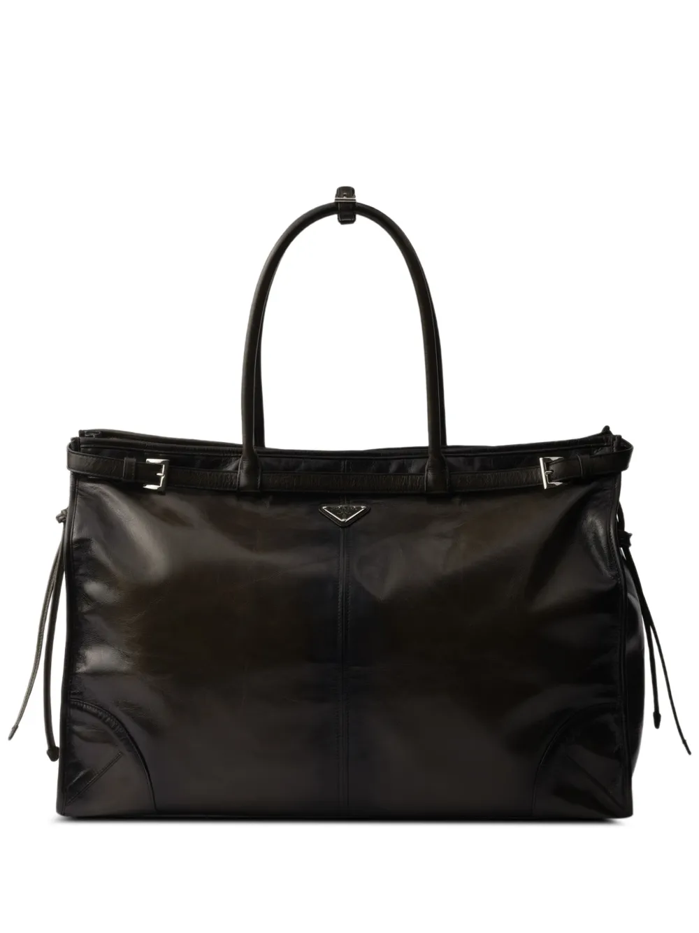 Prada Borsa tote in pelle con fibbia - Nero