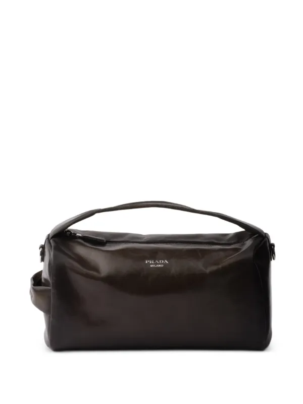 Prada レザーショルダーバッグ | ブラウン | FARFETCH JP