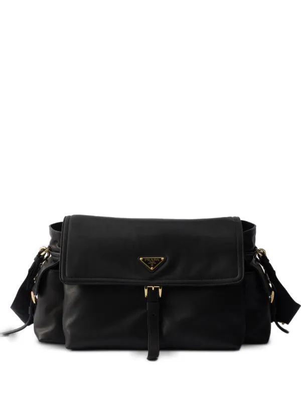 Prada エクスプローラ レザーショルダーバッグ L | ブラック | FARFETCH JP