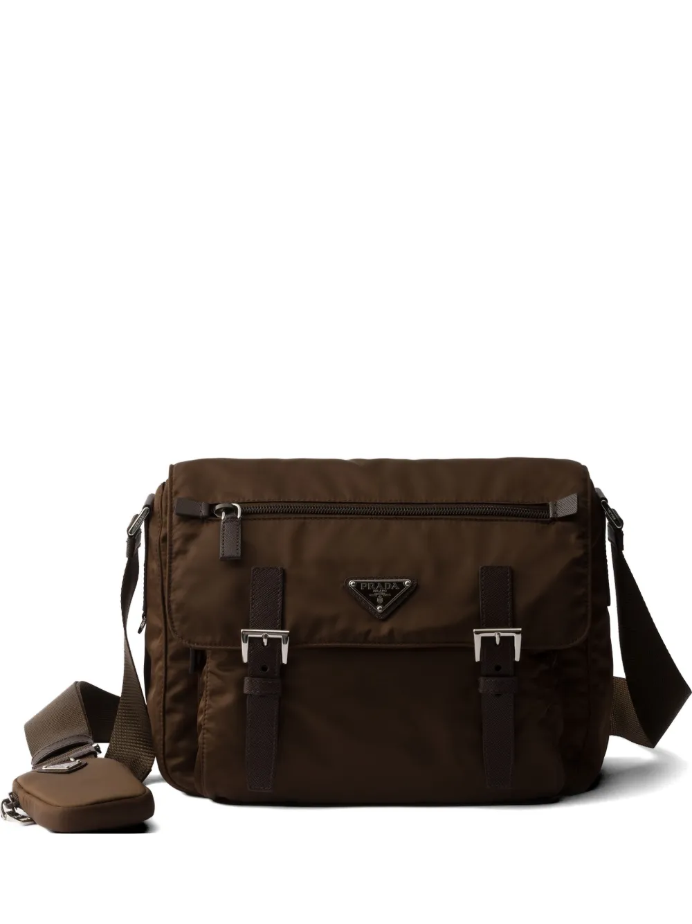 Prada Borsa a tracolla con logo - Marrone