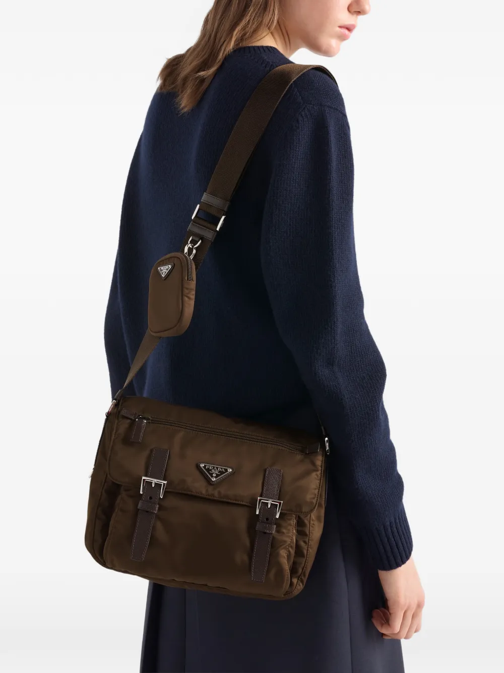 Prada Crossbodytas met logodetail Bruin