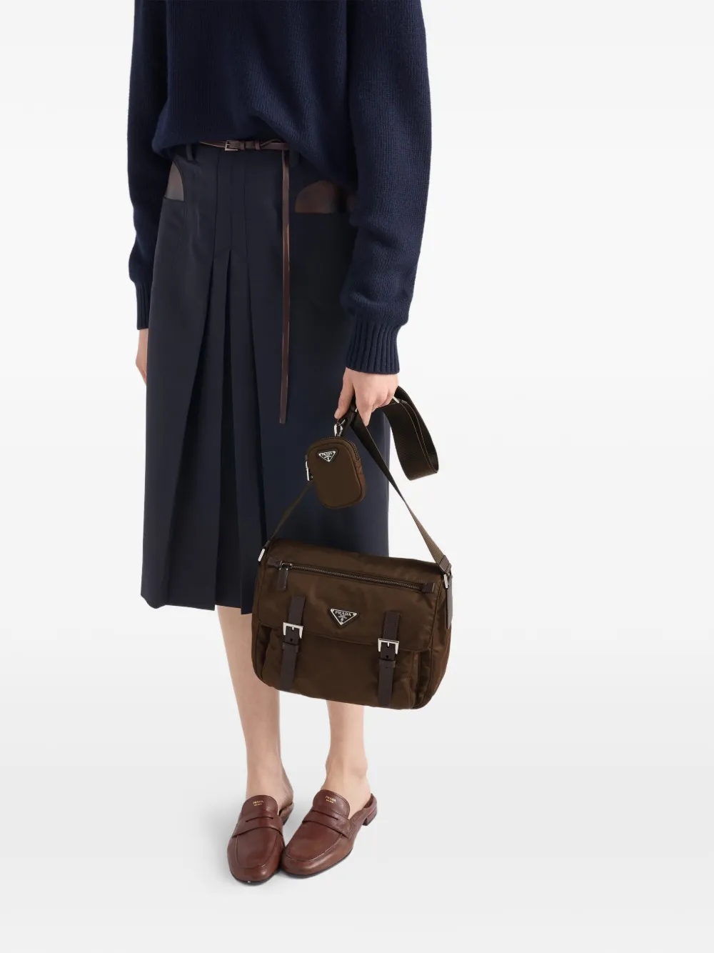 Prada Crossbodytas met logodetail Bruin