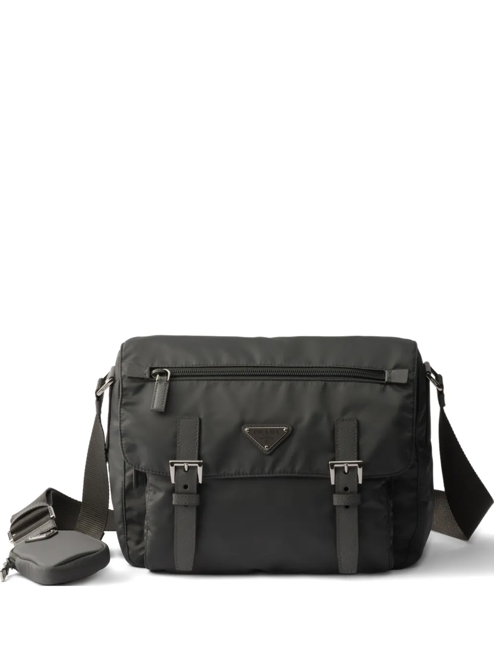 Prada Borsa a tracolla con logo - Grigio