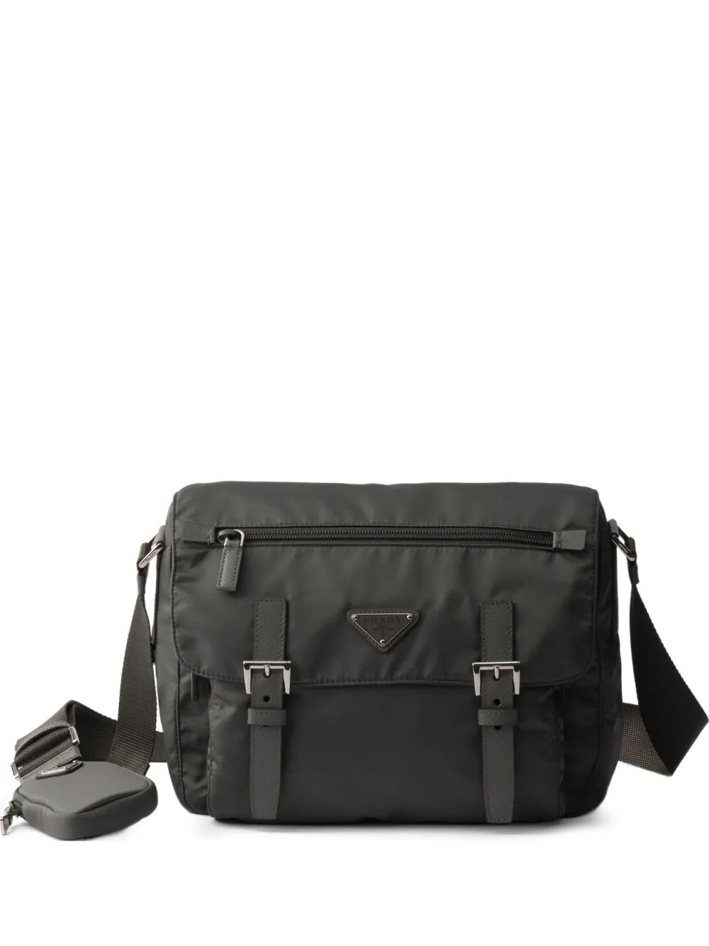 Prada Borsa a tracolla con logo - Grigio