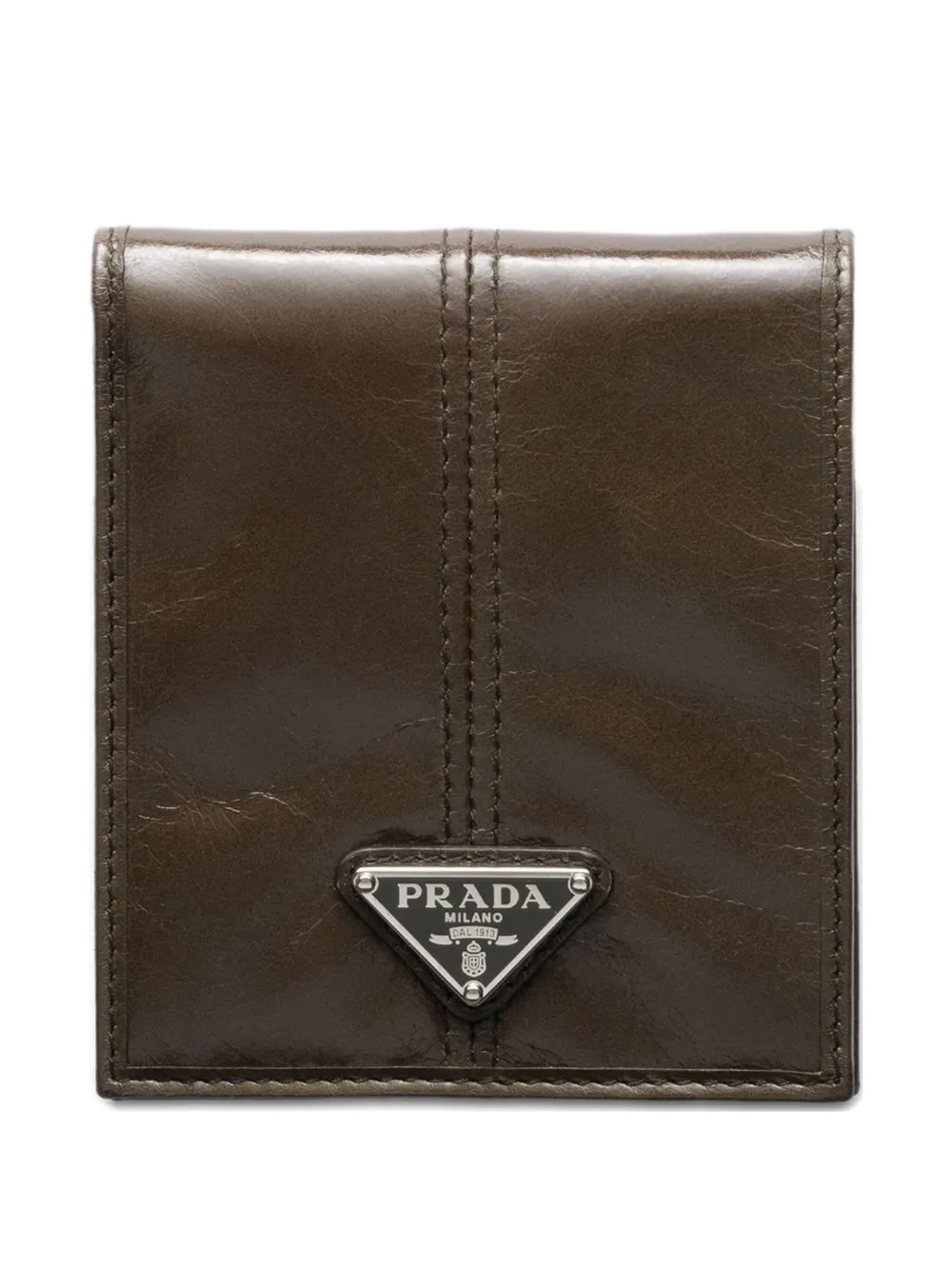 Prada triangle logo leather wallet | Brown | Image 1