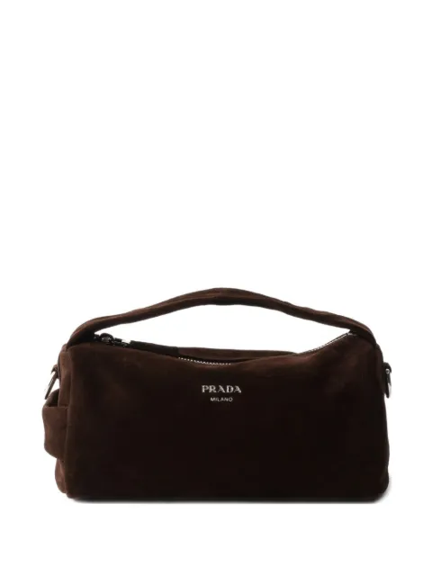 Prada detachable strap suede leather shoulder bag