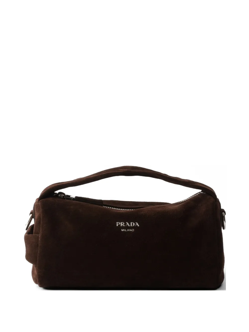 Prada Schultertasche aus Wildleder mit abnehmbarem Riemen - Braun