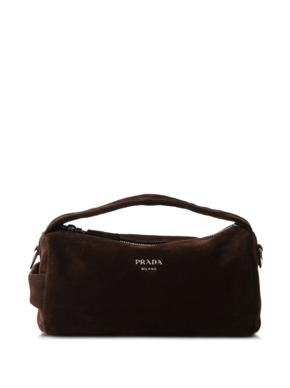 Prada Borsa a spalla in pelle scamosciata con tracolla rimovibile - Marrone