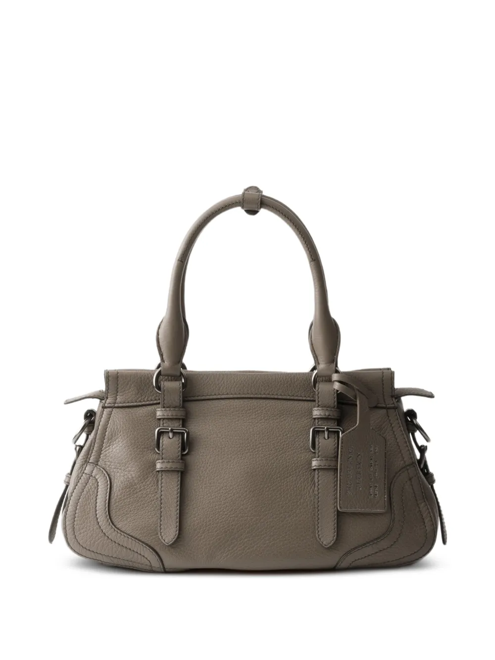  Prada Large Leather Tote Bag - Grey 