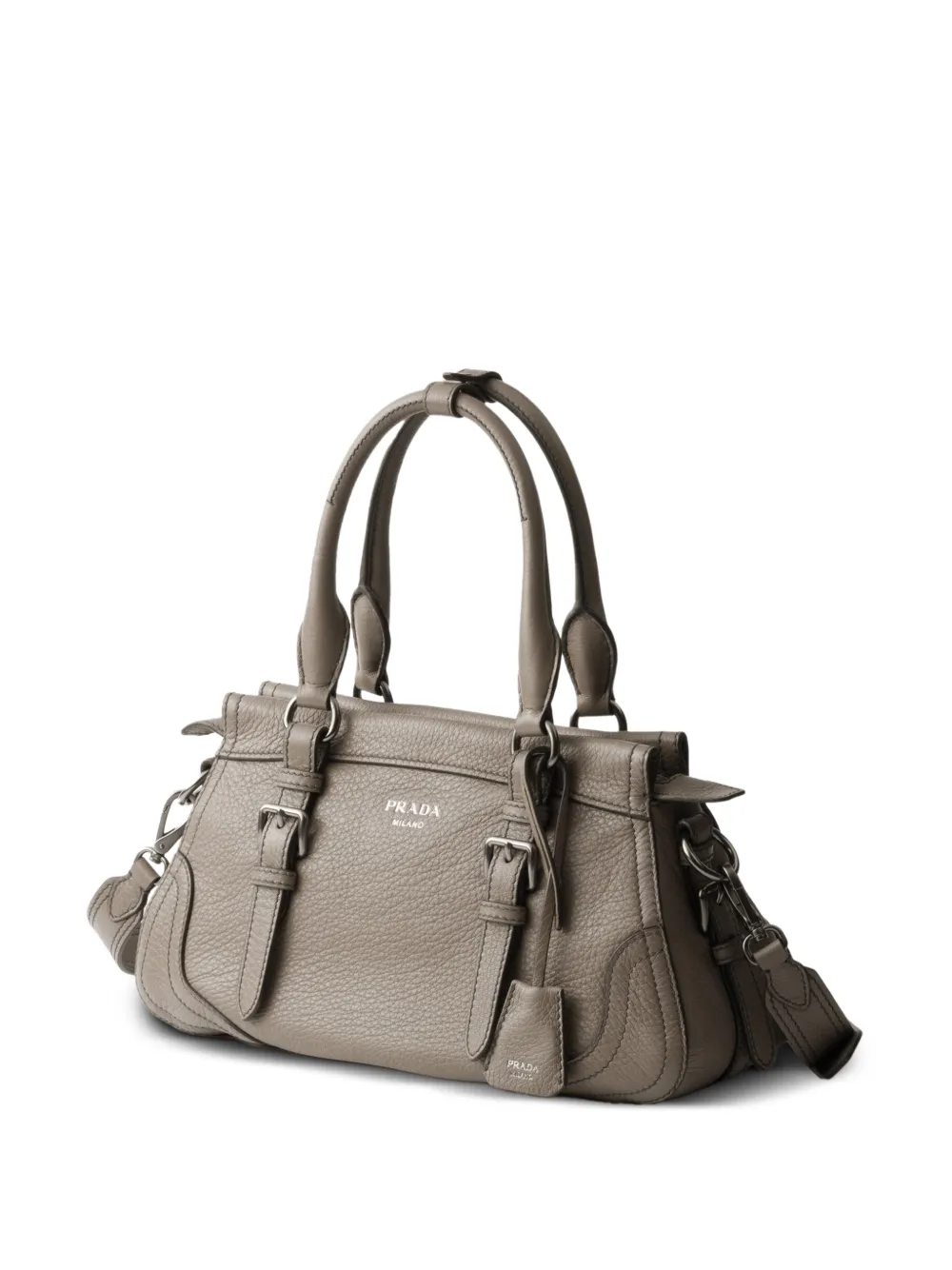 Prada Leren shopper Grijs