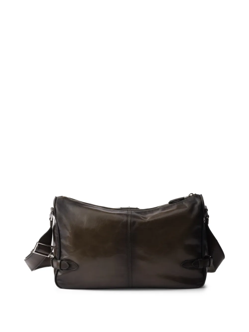  Prada Leather Zipper Messenger Bag - Green 
