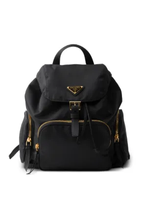 PRADA ブラック オクタゴナルサ Prada Small triangle-logo Backpack | Black | FARFETCH