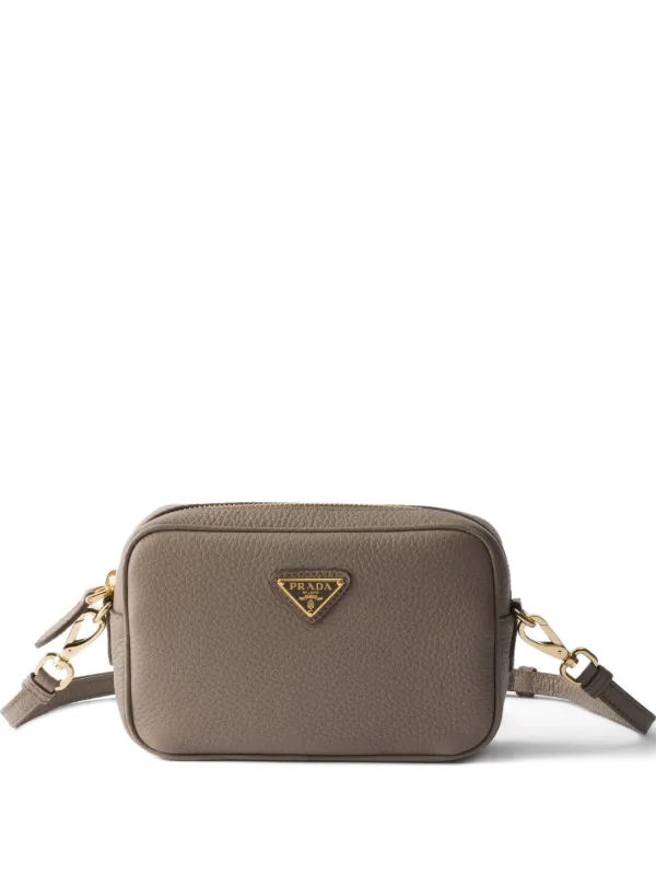Prada Mini Leather Shoulder Bag in Grey