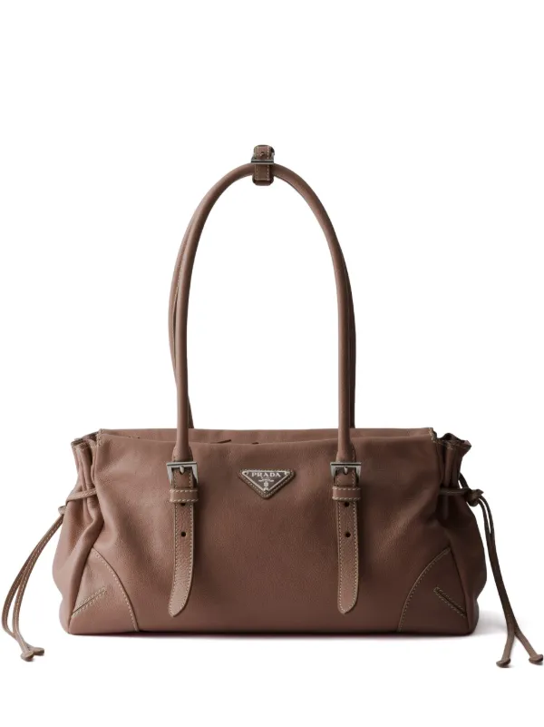 Prada Prada Bonnie レザーハンドバッグ M | ブラウン | FARFETCH JP