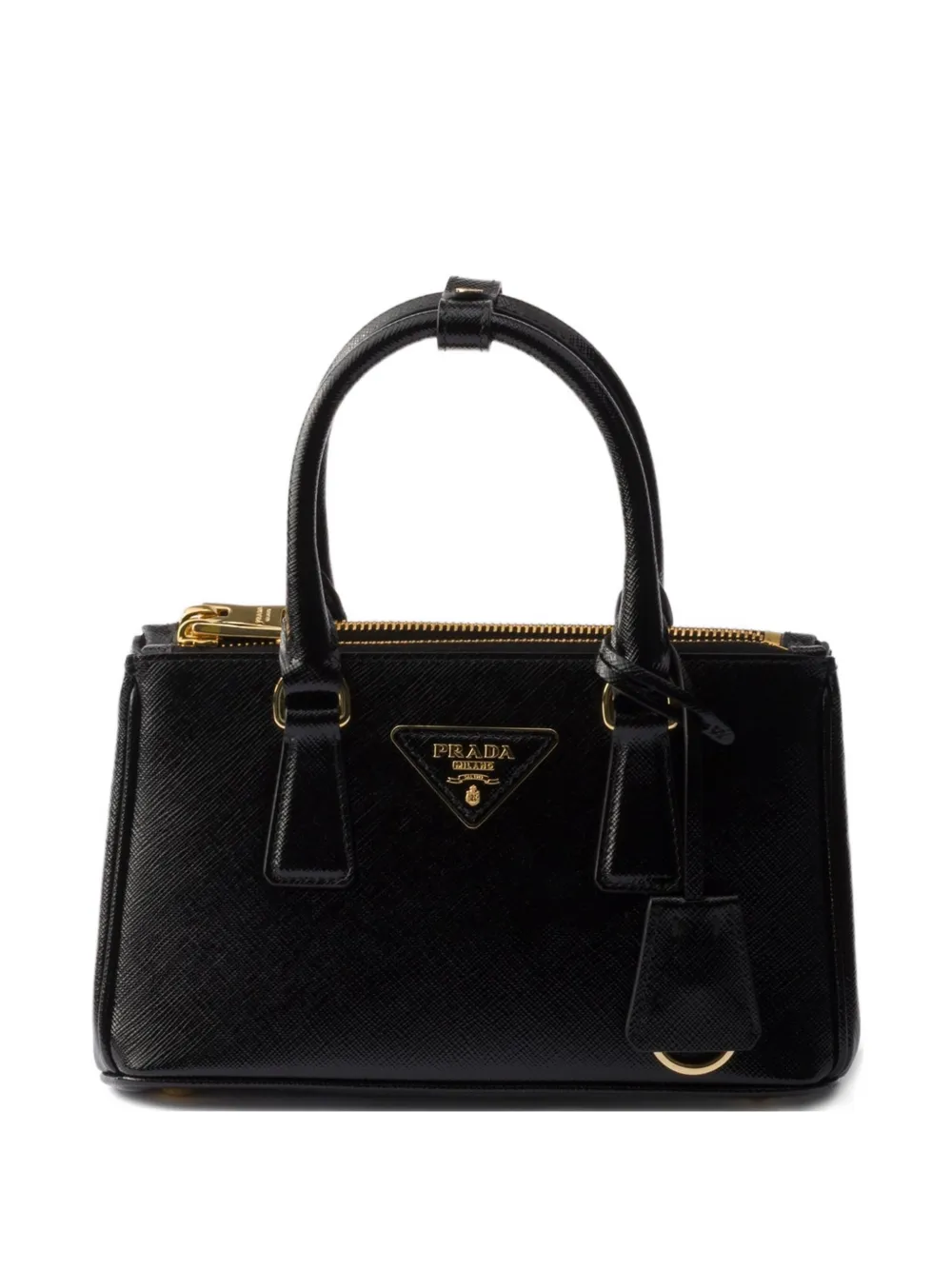 Prada Mini Galleria Leather Tote Bag In Black