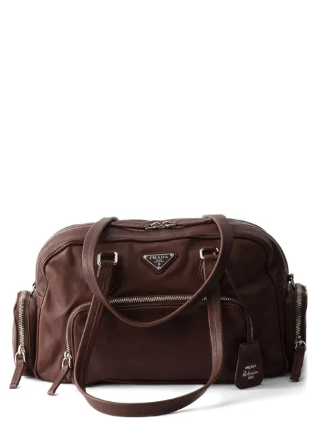 Prada large leather zip tote bag