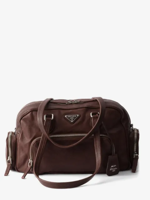 Prada large leather zip tote bag