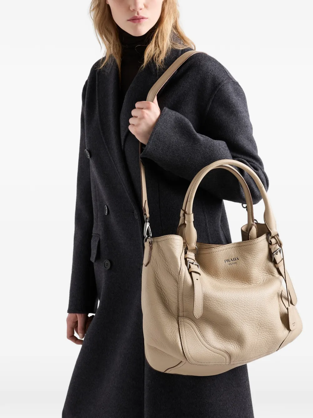 Prada large leather tote bag - Beige