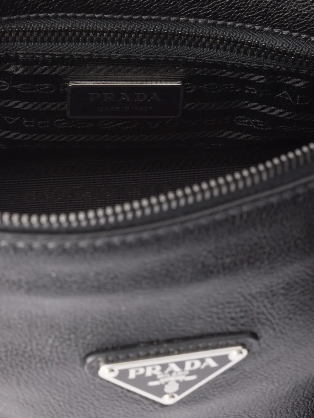 Prada Medium Leather Triangle-logo Tote Bag In Black