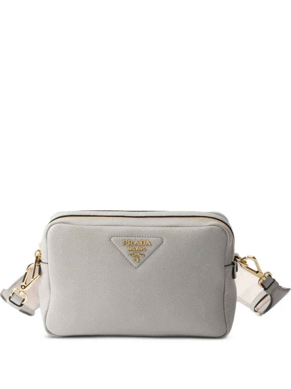 Prada Borsa a spalla piccola con logo - Grigio