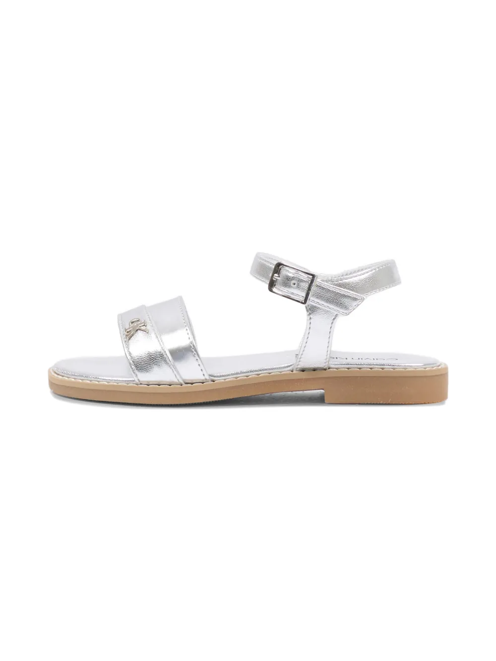 Calvin Klein Kids Sandalen met logodetail en gespbandje Zilver