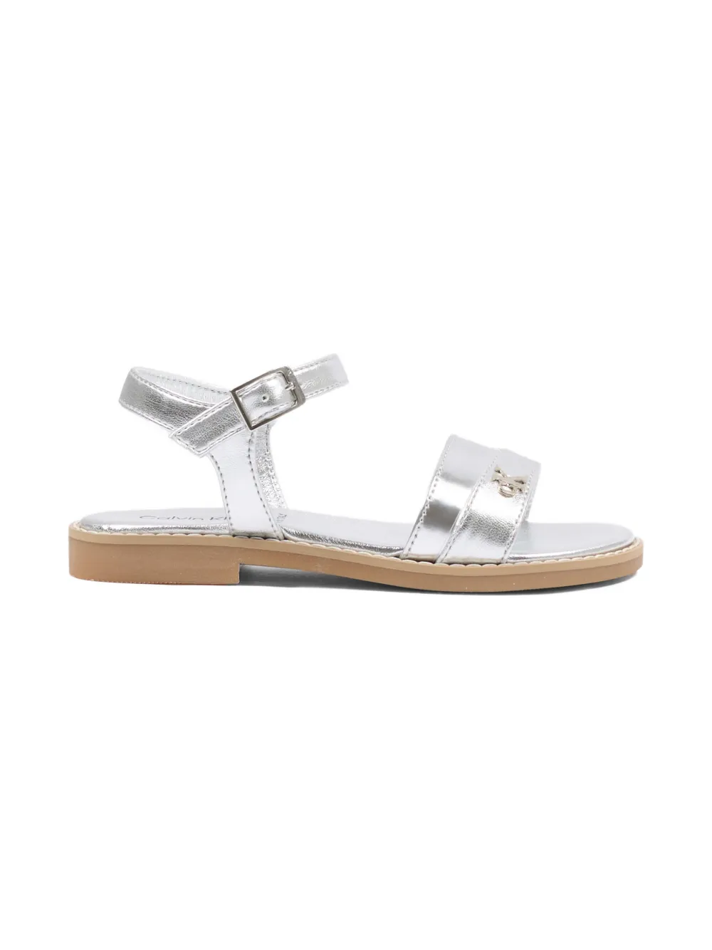 Calvin Klein Kids Sandalen met logodetail en gespbandje Zilver