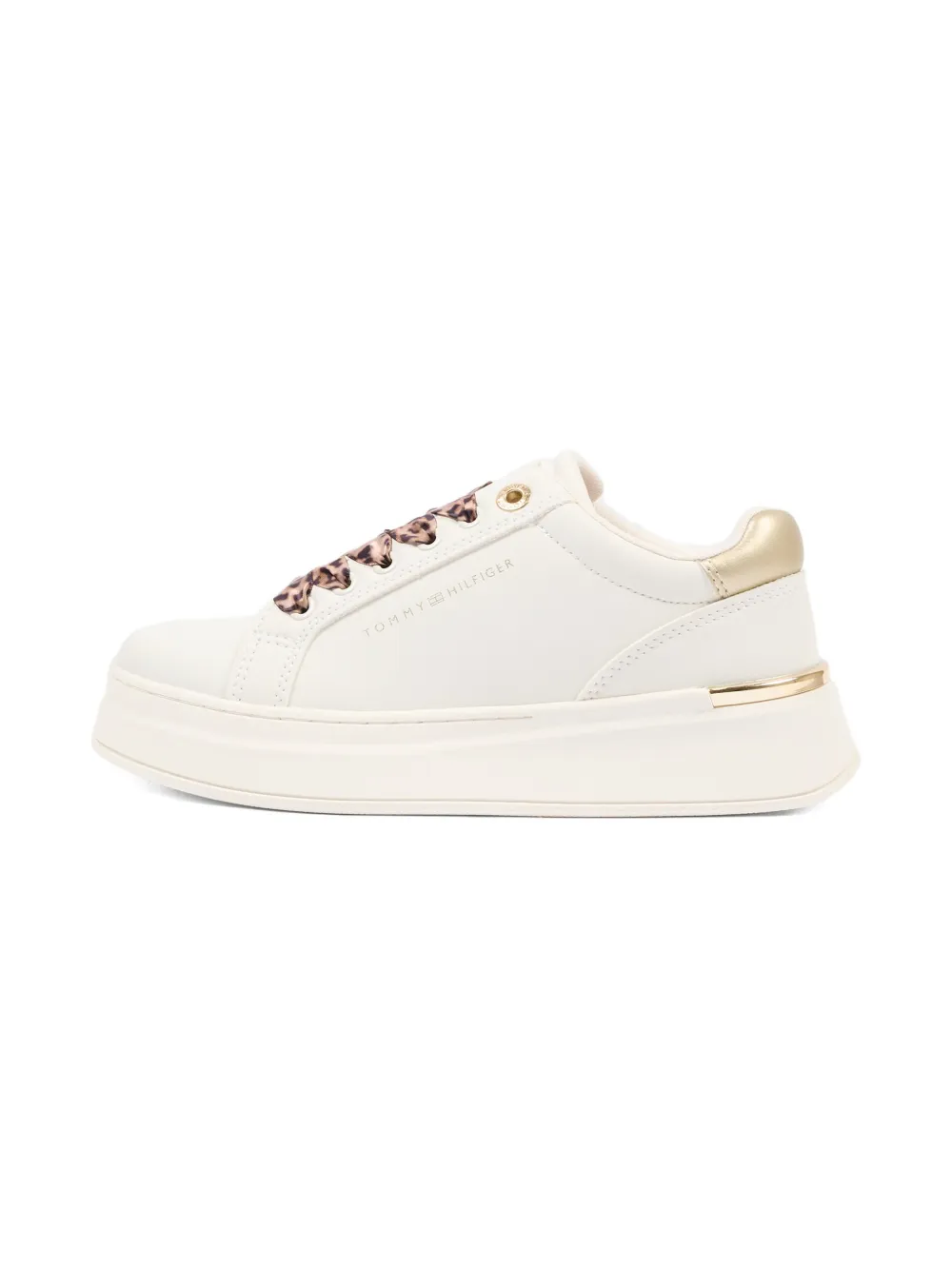 Tommy Hilfiger Junior Sneakers met luipaardprint op de veters Wit