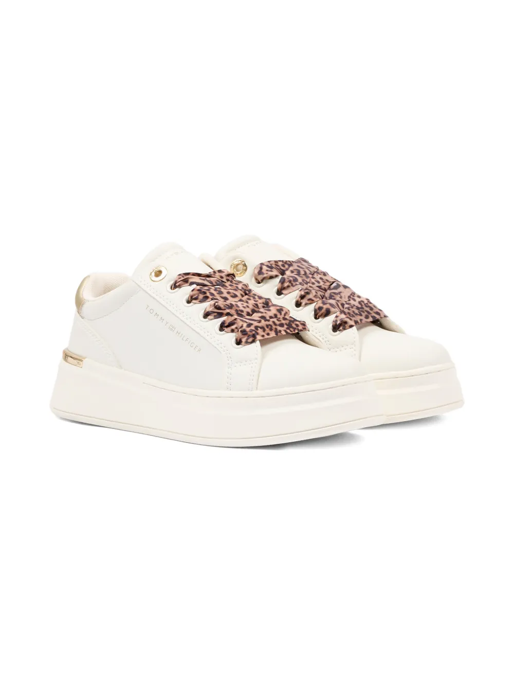 Tommy Hilfiger Junior leopard-print-laces sneakers | White | Image 1