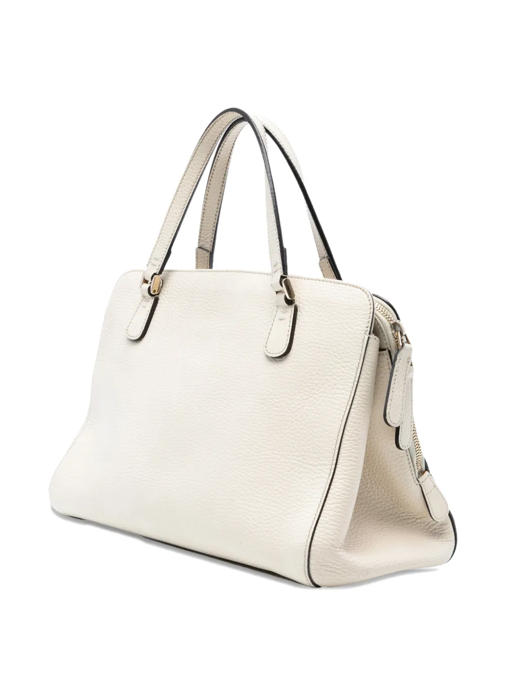 Pre-owned Gucci 2016-2025 Calfskin Swing Top Handle Satchel In White